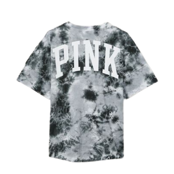 VICTORIA'S SECRET PINK- Grey Oasis Tie Dye Varsity Short Sleeve - Medium- Unisex - Picture 7 of 9
